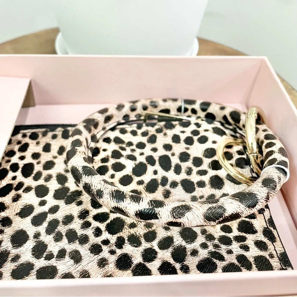 black and gold cheetah print watch and wrist essentials gift box set